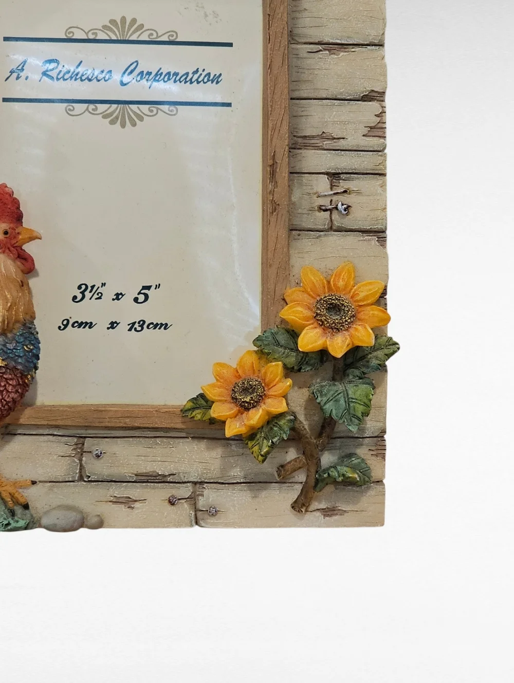 Vintage A. Richesco Corporation Rooster Sunflower Resin Picture Frame